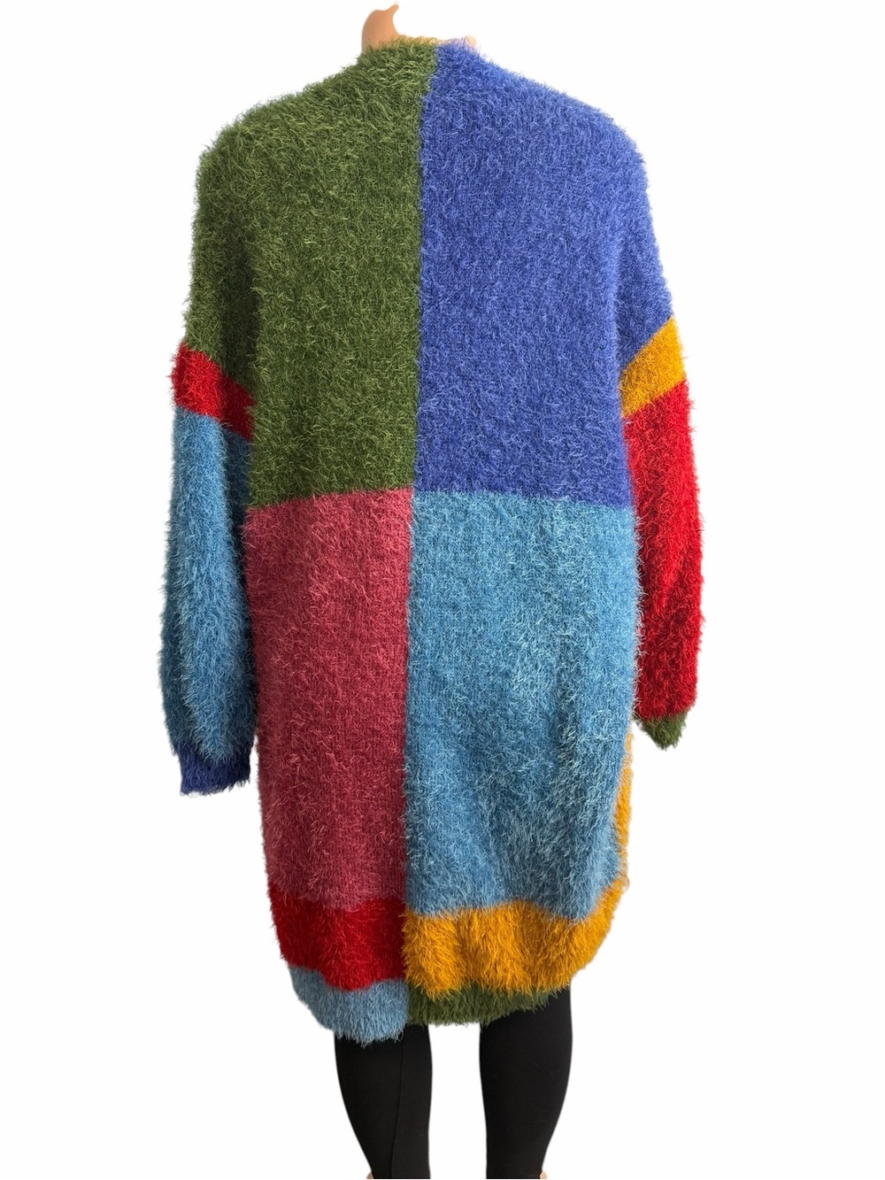 Farm Rio Colorblock Fuzzy Open Front Cardigan Sweater Multi - Picture 7 of 11